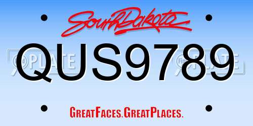 QUS9789 South Dakota License Plate