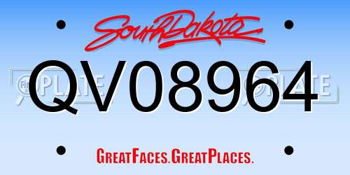 QV08964 South Dakota License Plate
