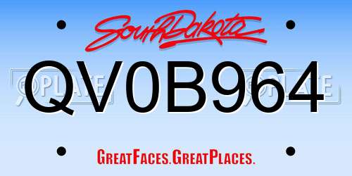 QV0B964 South Dakota License Plate