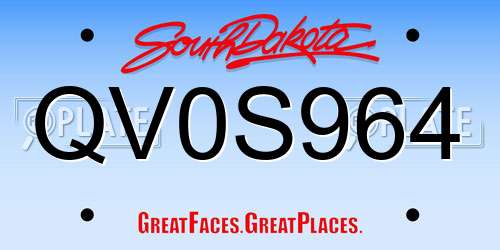 QV0S964 South Dakota License Plate