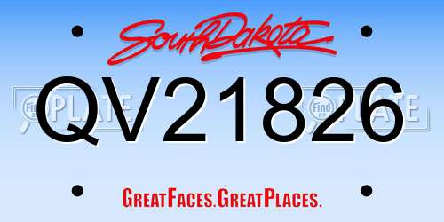 QV21826 South Dakota License Plate