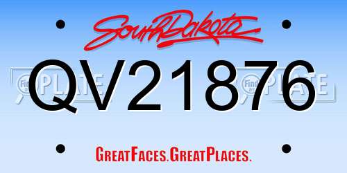 QV21876 South Dakota License Plate