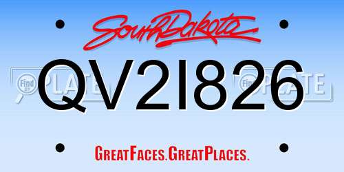 QV2I826 South Dakota License Plate