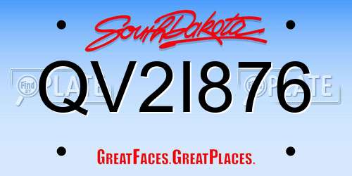 QV2I876 South Dakota License Plate