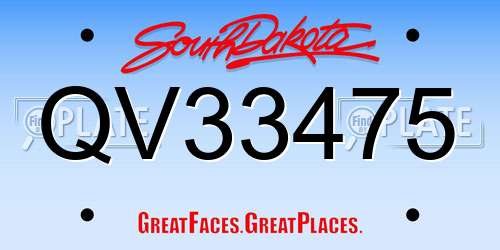 QV33475 South Dakota License Plate
