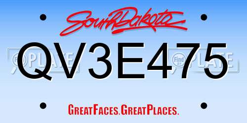 QV3E475 South Dakota License Plate