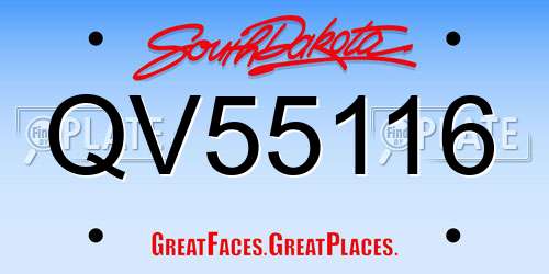 QV55116 South Dakota License Plate