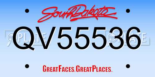 QV55536 South Dakota License Plate