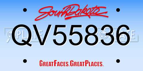 QV55836 South Dakota License Plate