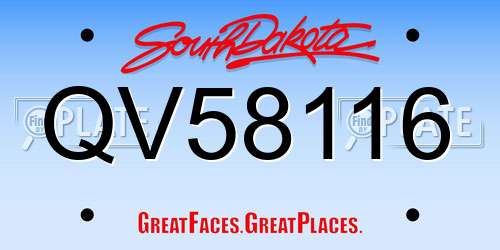 QV58116 South Dakota License Plate