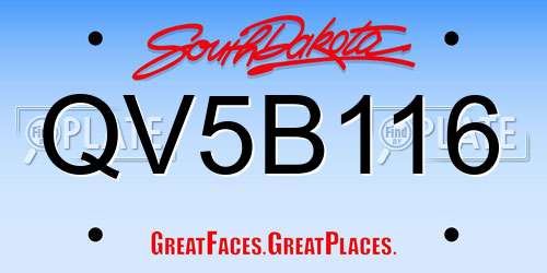 QV5B116 South Dakota License Plate