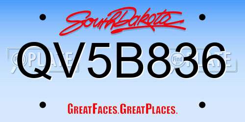 QV5B836 South Dakota License Plate