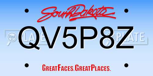 QV5P8Z South Dakota License Plate