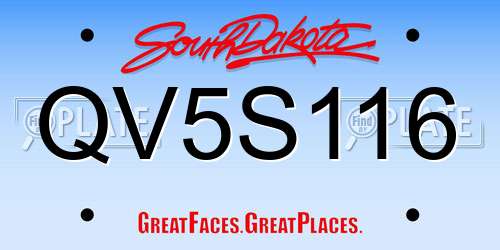 QV5S116 South Dakota License Plate