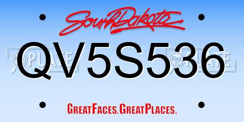 QV5S536 South Dakota License Plate