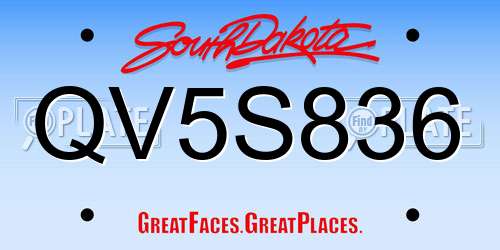QV5S836 South Dakota License Plate