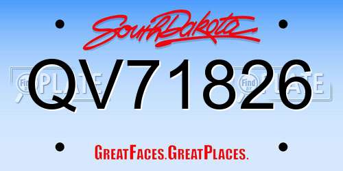 QV71826 South Dakota License Plate