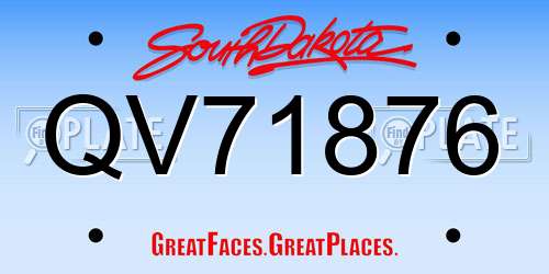 QV71876 South Dakota License Plate