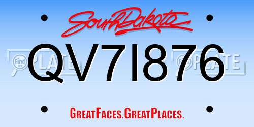 QV7I876 South Dakota License Plate