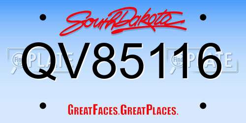 QV85116 South Dakota License Plate