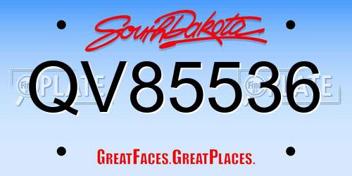 QV85536 South Dakota License Plate