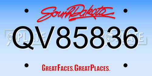 QV85836 South Dakota License Plate
