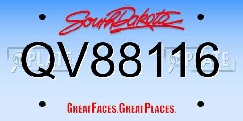 QV88116 South Dakota License Plate