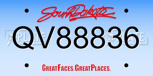 QV88836 South Dakota License Plate