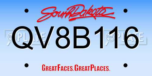 QV8B116 South Dakota License Plate