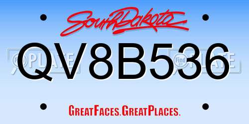 QV8B536 South Dakota License Plate