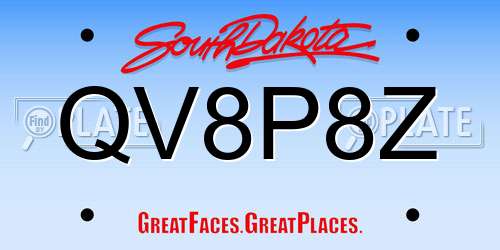QV8P8Z South Dakota License Plate