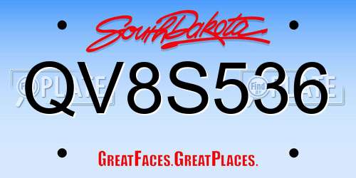 QV8S536 South Dakota License Plate