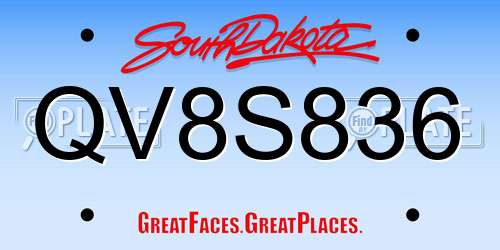 QV8S836 South Dakota License Plate