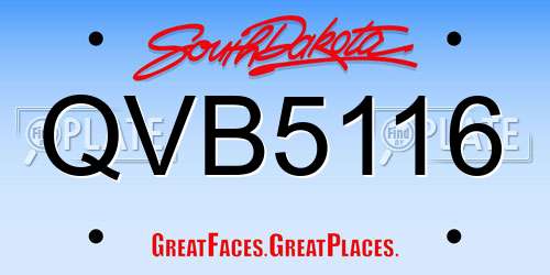 QVB5116 South Dakota License Plate