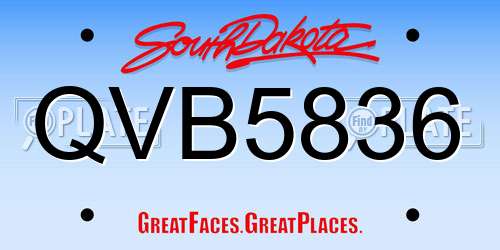 QVB5836 South Dakota License Plate