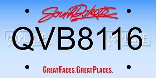 QVB8116 South Dakota License Plate
