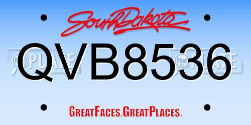 QVB8536 South Dakota License Plate