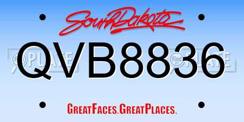 QVB8836 South Dakota License Plate