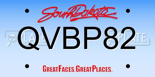 QVBP82 South Dakota License Plate