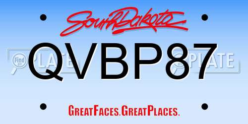 QVBP87 South Dakota License Plate