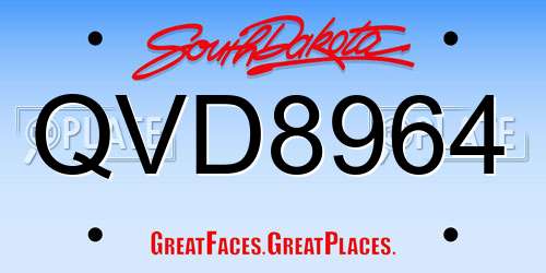 QVD8964 South Dakota License Plate