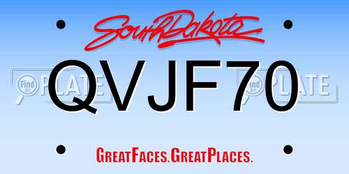 QVJF70 South Dakota License Plate