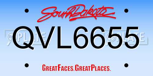 QVL6655 South Dakota License Plate