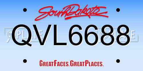 QVL6688 South Dakota License Plate