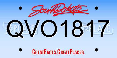 QVO1817 South Dakota License Plate