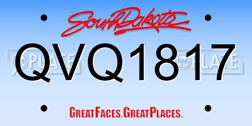 QVQ1817 South Dakota License Plate