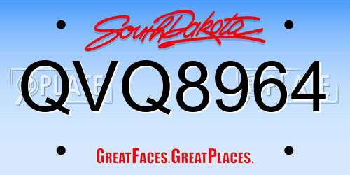 QVQ8964 South Dakota License Plate