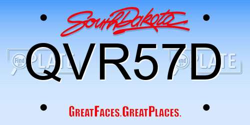 QVR57D South Dakota License Plate
