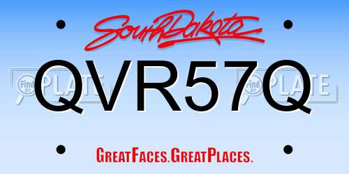 QVR57Q South Dakota License Plate