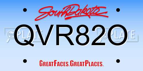 QVR82O South Dakota License Plate
